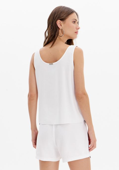 Blusa Regata Solta Com Gorgurão
