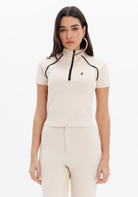 Blusa Manga Curta Raglan Com Zíper