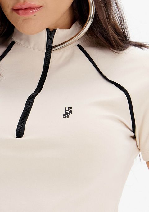 Blusa Manga Curta Raglan Com Zíper