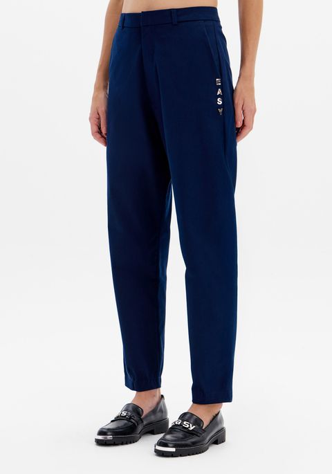 Calça Carrot Com Cintura Alta E Letreiro