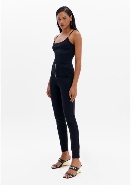 Calça Legging Com Zíper Frontal E Cintura Alta