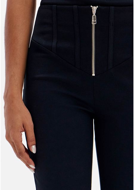 Calça Legging Com Zíper Frontal E Cintura Alta