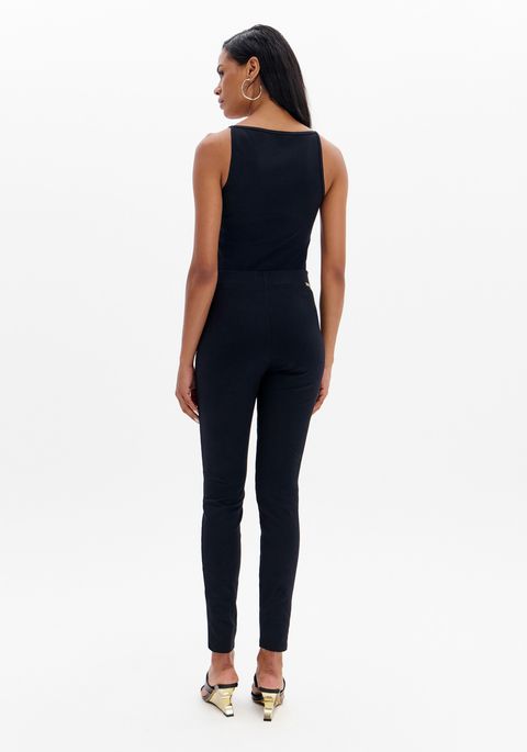Calça Legging Com Zíper Frontal E Cintura Alta