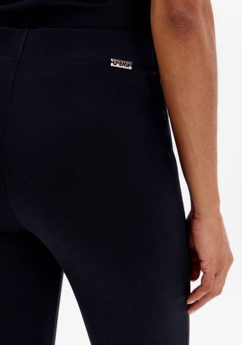 Calça Legging Com Zíper Frontal E Cintura Alta