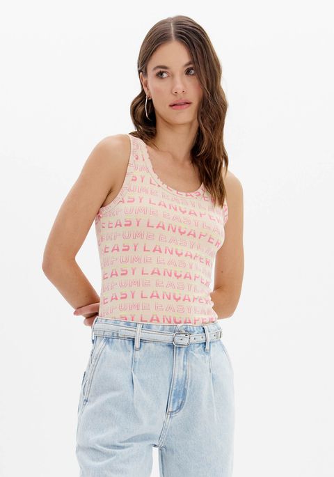 Blusa Regata Justa Estampada Logomania