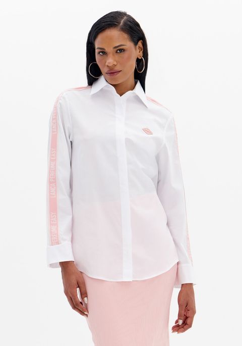 Camisa Tradicional De Mangas Longas Com Gorgurão