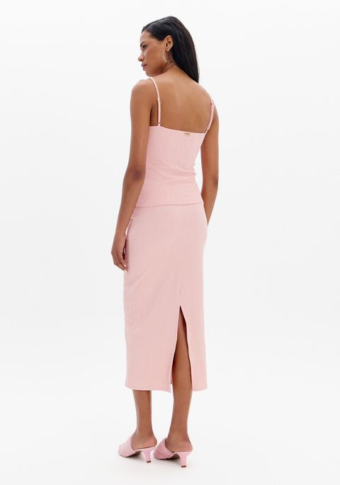 Saia Super Midi Cintura Alta Jacquard
