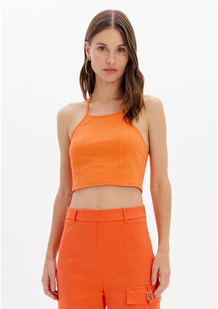 Top Cropped De Alças Enfeite Costas