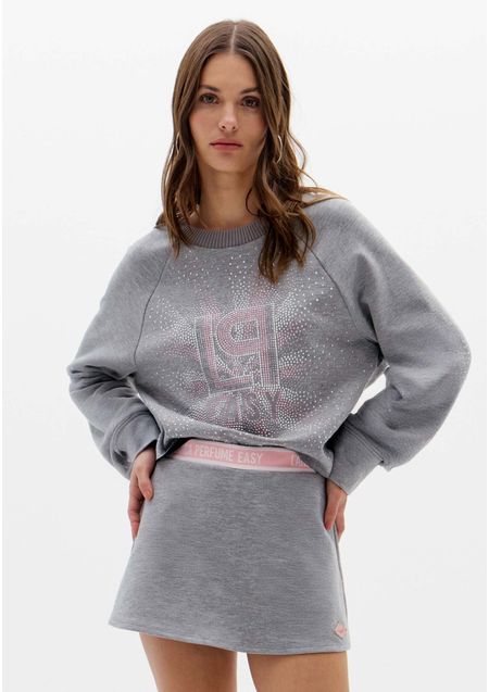 Moletom Raglan Manga Longa Com Brilhos