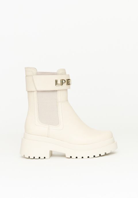 Bota Chelsea De Couro Com Logo Em Alto Relevo