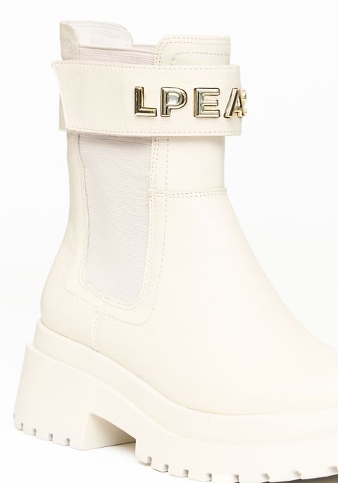 Bota Chelsea De Couro Com Logo Em Alto Relevo