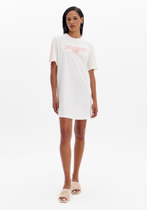 Vestido T-dress Com Estampa E Gorgurão