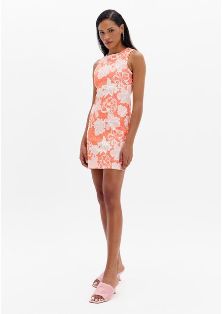 Vestido Curto Estampado Nadador Com Zíper