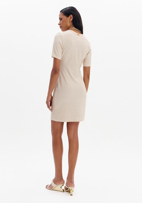 Vestido Curto Básico Manga Curta Logomania
