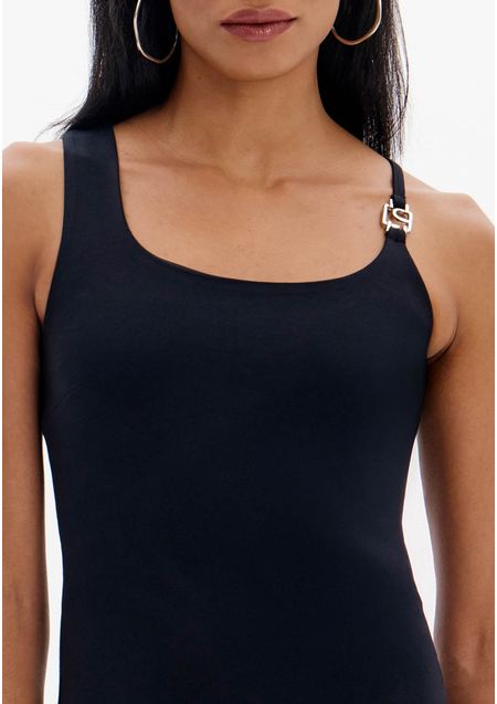 Vestido Super Midi Justo Com Enfeite Na Alça