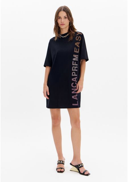 Vestido T-dress Curto Assinatura Lateral