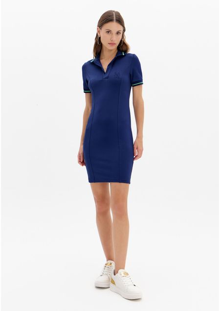 Vestido Curto Gola Polo Mangas Curtas