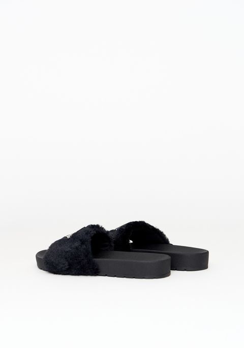 Chinelo Slide Com Pelo E Metal