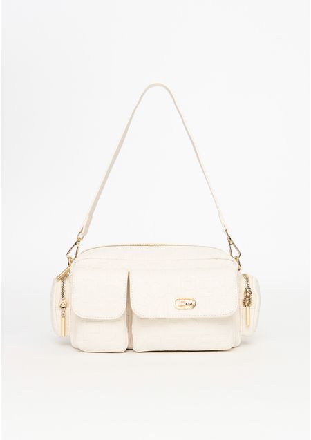 Bolsa Shoulder Bag Com Bolsos E Logo Metalizada