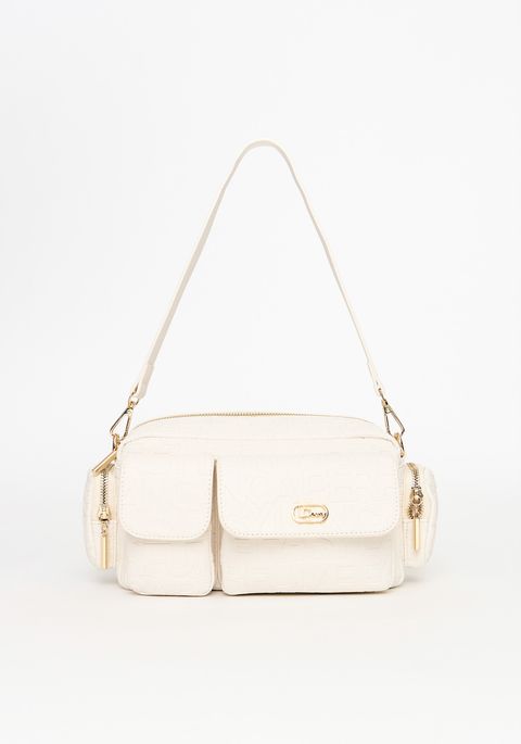 Bolsa Shoulder Bag Com Bolsos E Logo Metalizada