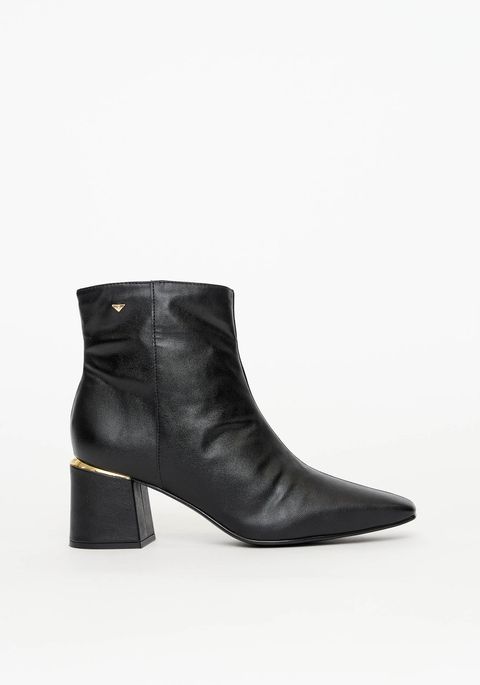 Bota Cano Curto Salto Bloco Bico Quadrado