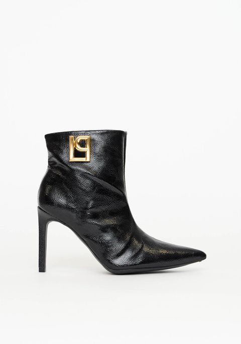 Bota Cano Curto Salto Fino Logo Lateral