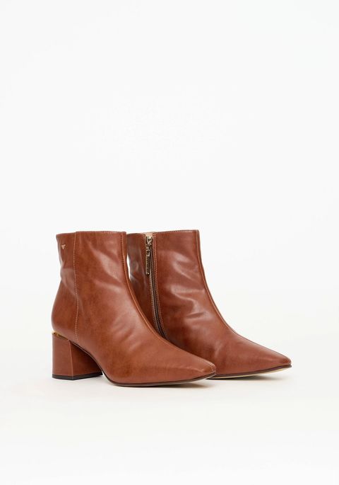 Bota Cano Curto Salto Bloco Bico Quadrado