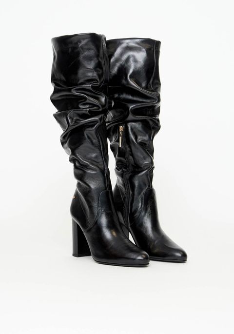 Bota Couro Slouchy Cano Longo