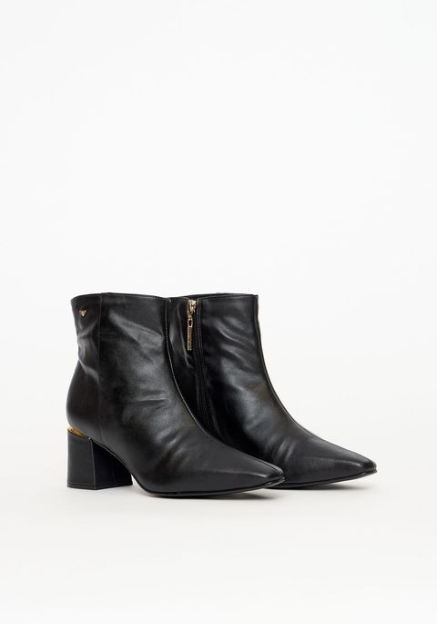 Bota Cano Curto Salto Bloco Bico Quadrado