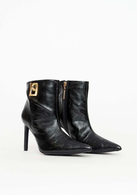 Bota Cano Curto Salto Fino Logo Lateral
