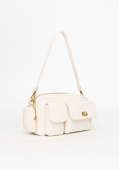 Bolsa Shoulder Bag Com Bolsos E Logo Metalizada