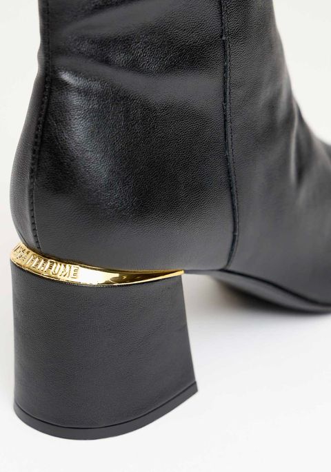Bota Cano Curto Salto Bloco Bico Quadrado