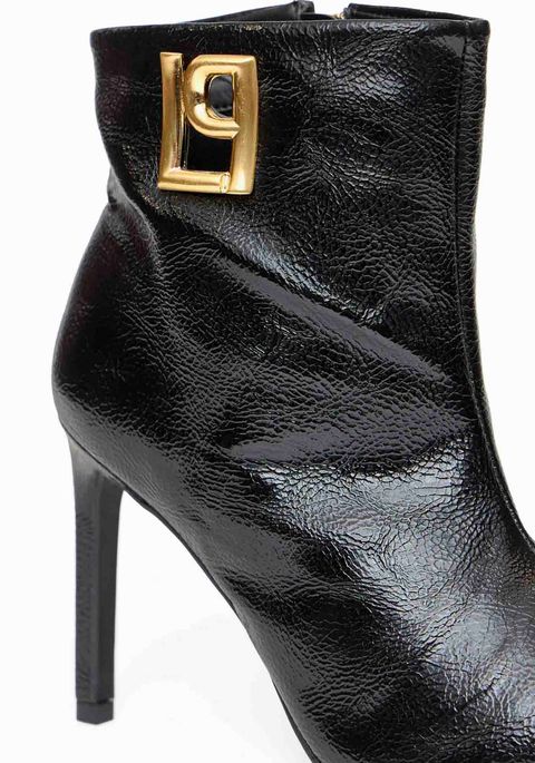 Bota Cano Curto Salto Fino Logo Lateral