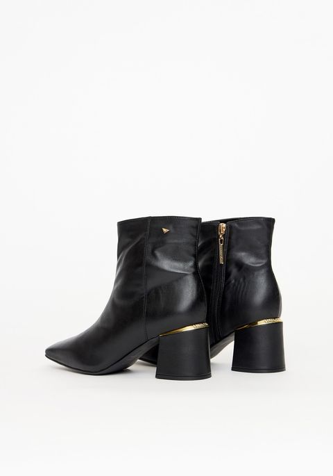 Bota Cano Curto Salto Bloco Bico Quadrado