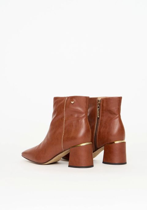 Bota Cano Curto Salto Bloco Bico Quadrado