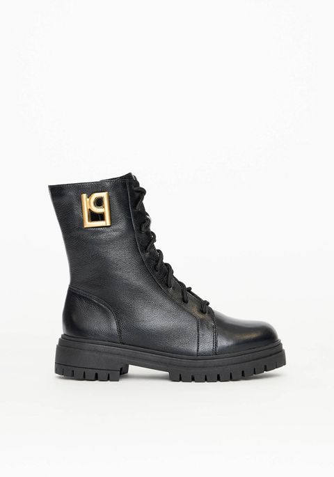 Coturno Couro Logo Lateral