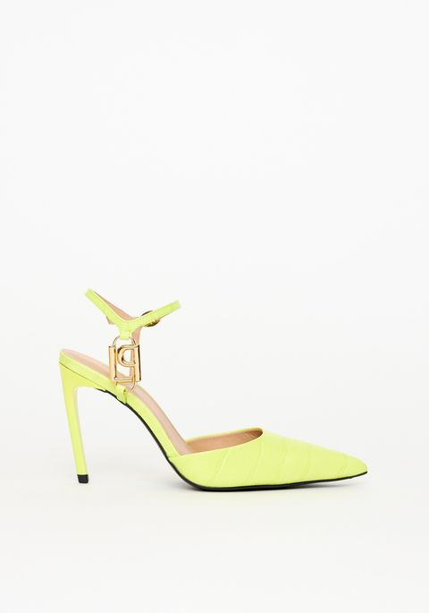 Scarpin Couro Croco Com Metal