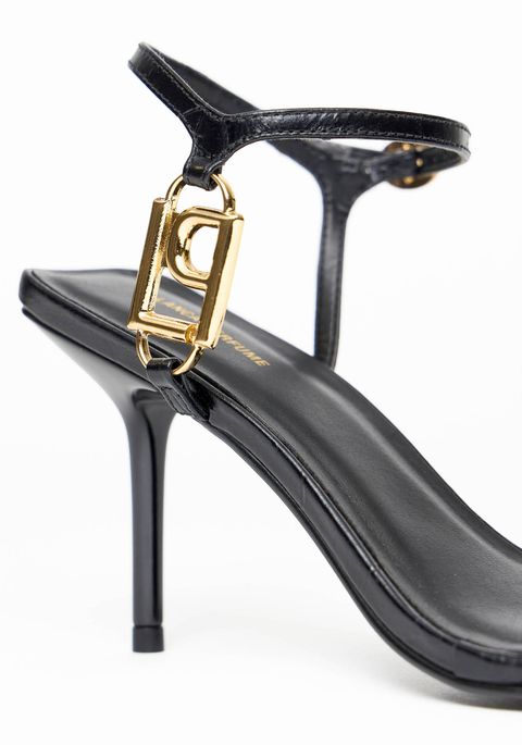Sandália Couro Croco Logo Lateral