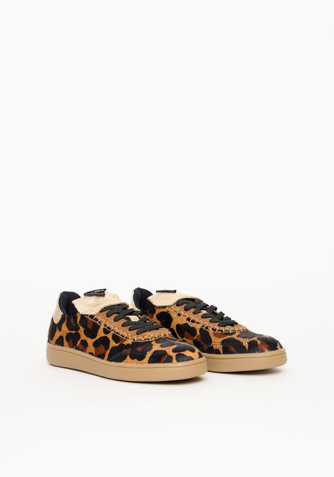 Tênis Flat Couro Animal Print