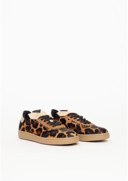 Tênis Flat Couro Animal Print
