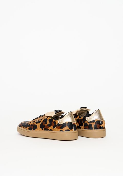 Tênis Flat Couro Animal Print