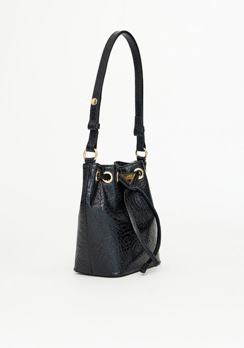 Bolsa Bucket Bag Com Enfeite Triangular
