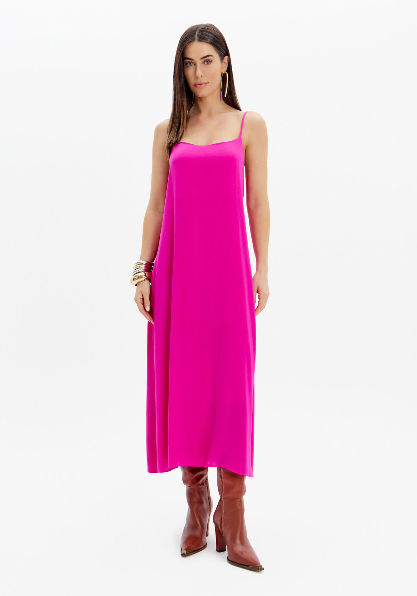 Vestido Super Midi Solto De Alças