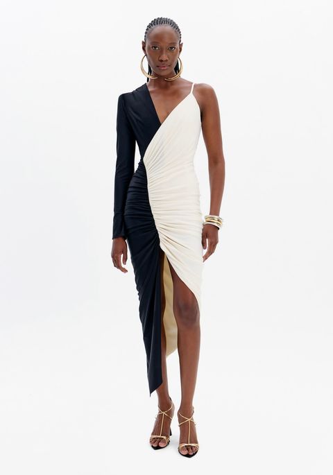 Vestido Super Midi Drapeado Assimétrico