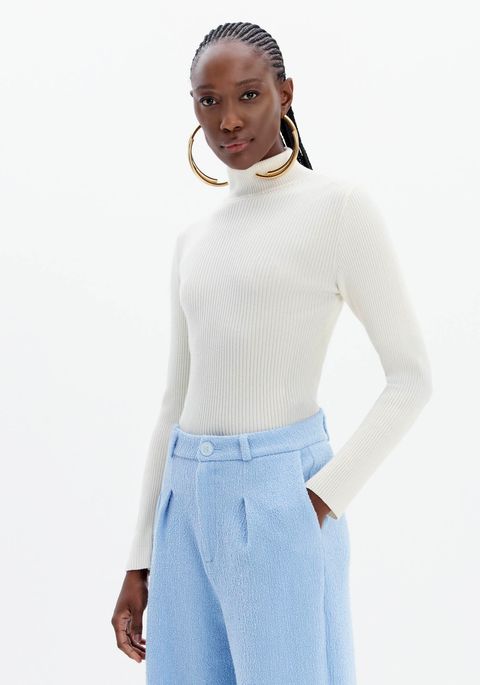 Blusa Tricot Básica Manga Longa Com Gola