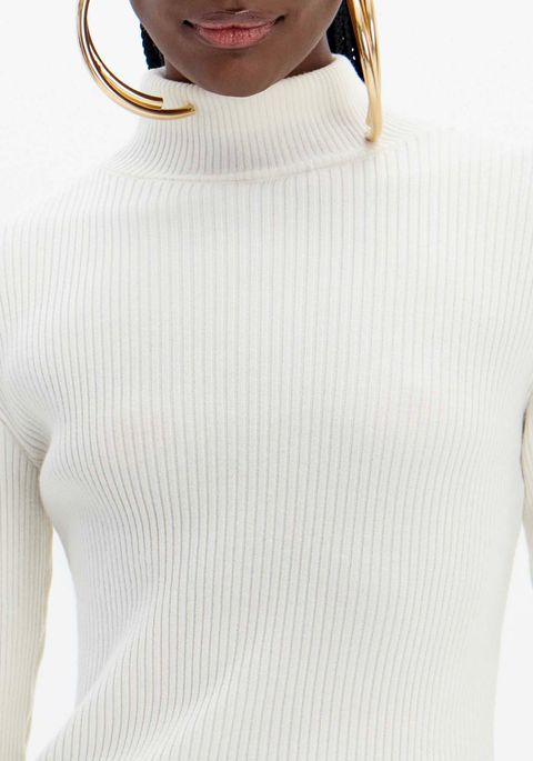 Blusa Tricot Básica Manga Longa Com Gola