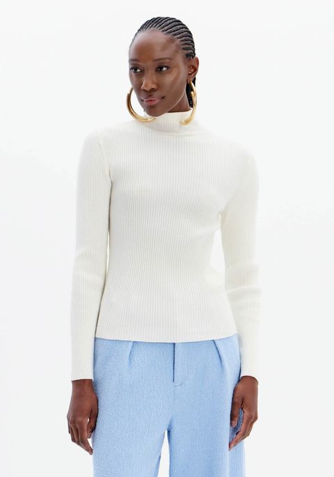 Blusa Tricot Básica Manga Longa Com Gola