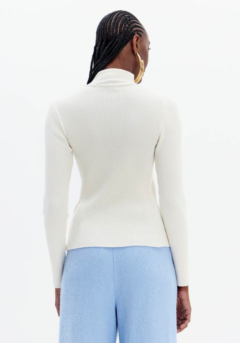 Blusa Tricot Básica Manga Longa Com Gola