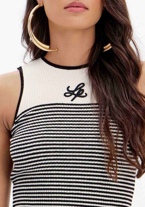 Blusa Tricot Sem Mangas Listrada