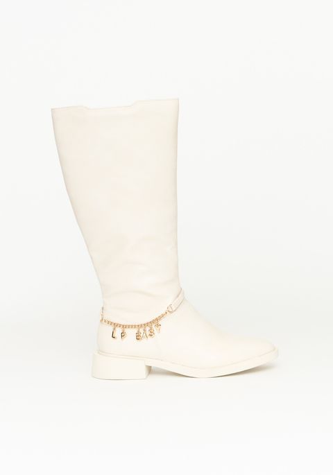 Bota De Cano Alto Com Corrente Letreiro